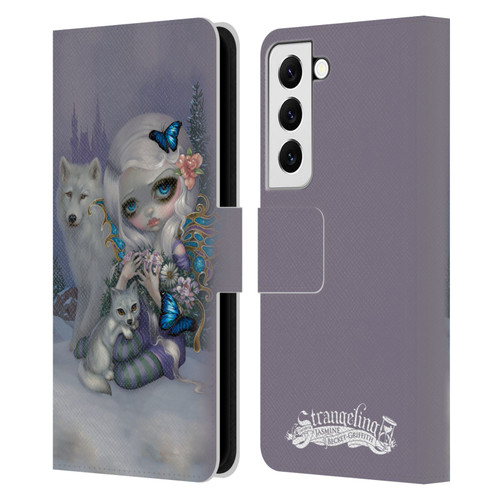 Strangeling Fairy Art Winter with Wolf Leather Book Wallet Case Cover For Samsung Galaxy S22 5G