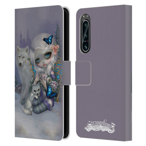 Strangeling Fairy Art Winter with Wolf Leather Book Wallet Case Cover For Sony Xperia 5 IV