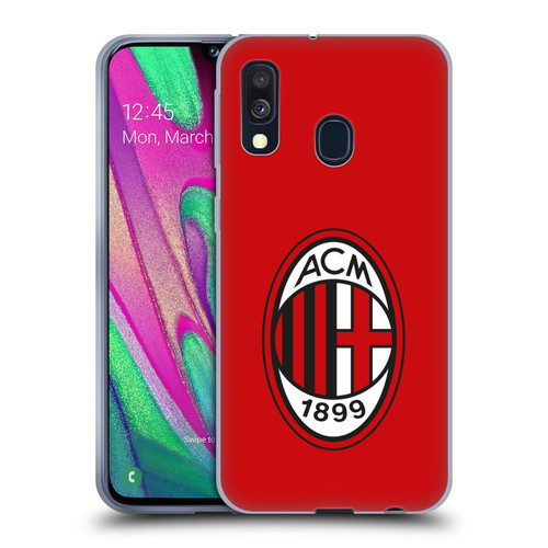 AC Milan Crest Full Colour Red Soft Gel Case for Samsung Galaxy A40 (2019)