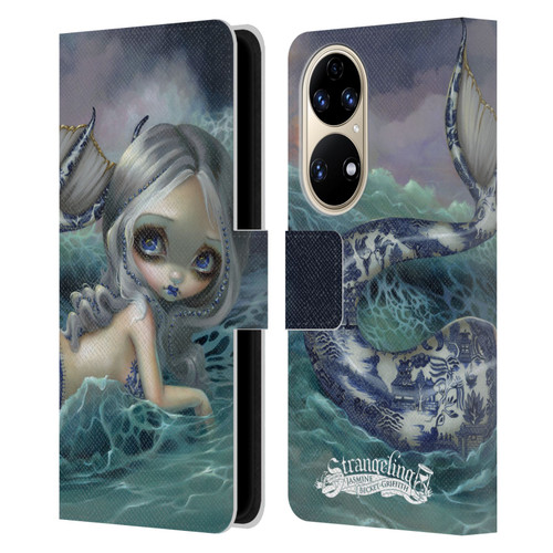 Strangeling Mermaid Blue Willow Tail Leather Book Wallet Case Cover For Huawei P50