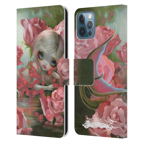 Strangeling Mermaid Roses Leather Book Wallet Case Cover For Apple iPhone 12 / iPhone 12 Pro