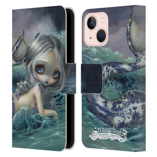 Strangeling Mermaid Blue Willow Tail Leather Book Wallet Case Cover For Apple iPhone 13 Mini