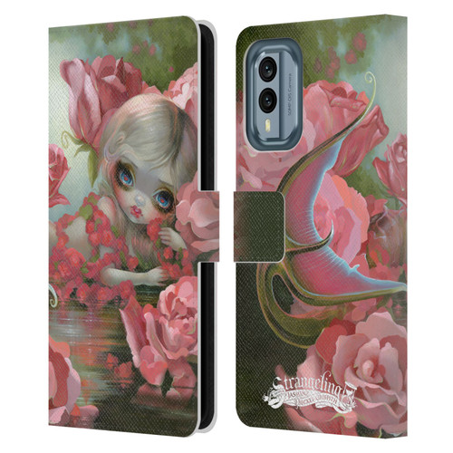 Strangeling Mermaid Roses Leather Book Wallet Case Cover For Nokia X30