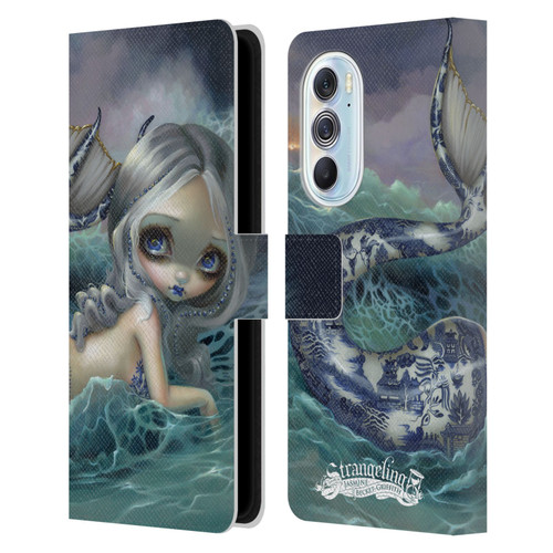 Strangeling Mermaid Blue Willow Tail Leather Book Wallet Case Cover For Motorola Edge X30