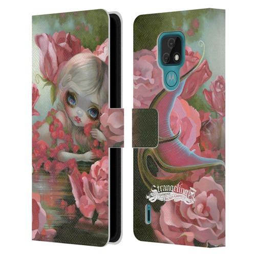 Strangeling Mermaid Roses Leather Book Wallet Case Cover For Motorola Moto E7