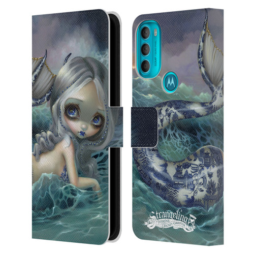 Strangeling Mermaid Blue Willow Tail Leather Book Wallet Case Cover For Motorola Moto G71 5G