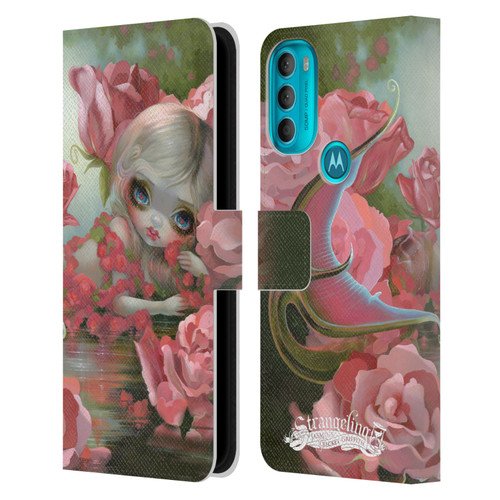 Strangeling Mermaid Roses Leather Book Wallet Case Cover For Motorola Moto G71 5G