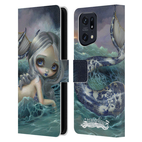 Strangeling Mermaid Blue Willow Tail Leather Book Wallet Case Cover For OPPO Find X5 Pro