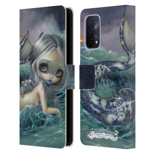 Strangeling Mermaid Blue Willow Tail Leather Book Wallet Case Cover For OPPO A54 5G