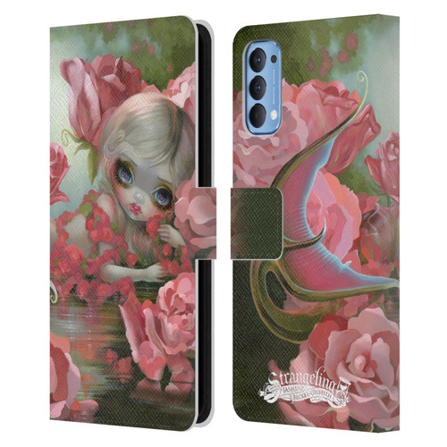 Strangeling Mermaid Roses Leather Book Wallet Case Cover For OPPO Reno 4 5G