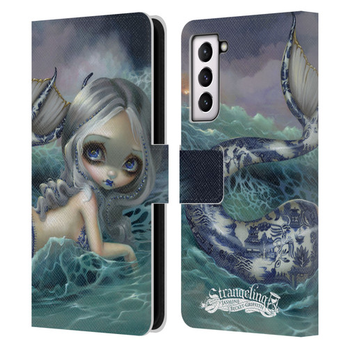 Strangeling Mermaid Blue Willow Tail Leather Book Wallet Case Cover For Samsung Galaxy S21 5G