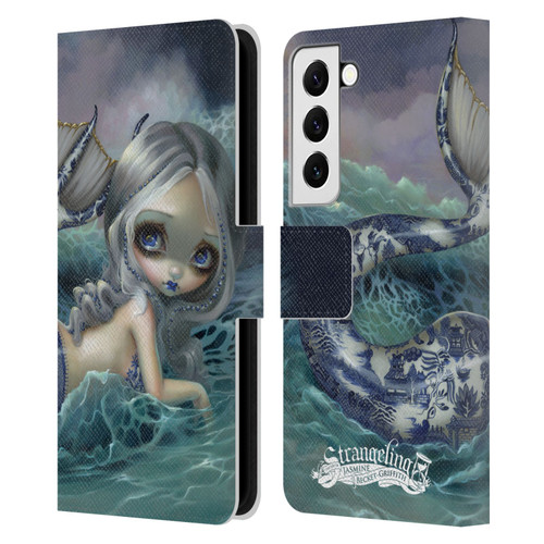 Strangeling Mermaid Blue Willow Tail Leather Book Wallet Case Cover For Samsung Galaxy S22 5G