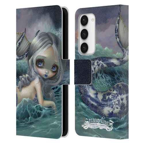 Strangeling Mermaid Blue Willow Tail Leather Book Wallet Case Cover For Samsung Galaxy S23 5G