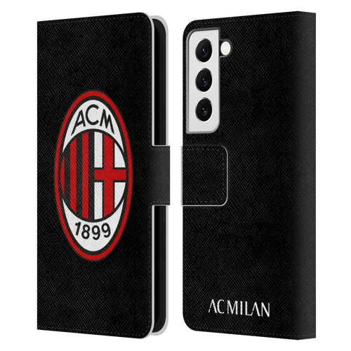 AC Milan Crest Full Colour Black Leather Book Wallet Case Cover For Samsung Galaxy S22 5G
