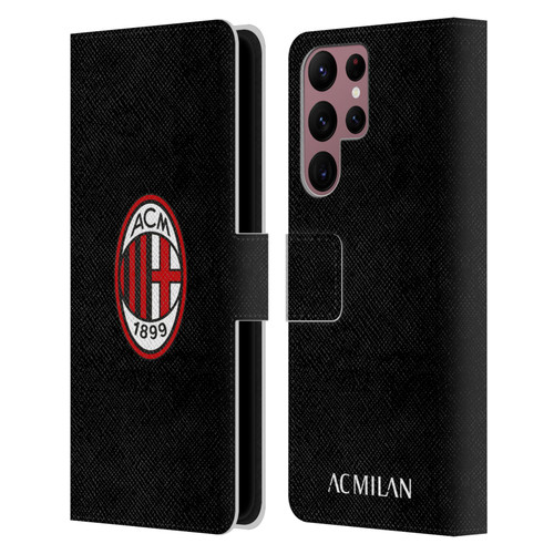 AC Milan Crest Red And Black Leather Book Wallet Case Cover For Samsung Galaxy S22 Ultra 5G