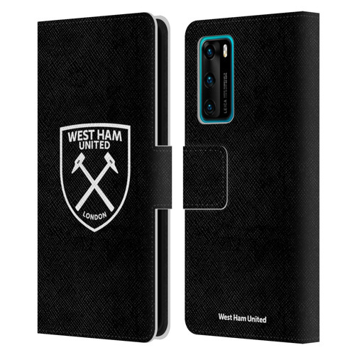 West Ham United FC Crest White Logo Leather Book Wallet Case Cover For Huawei P40 5G