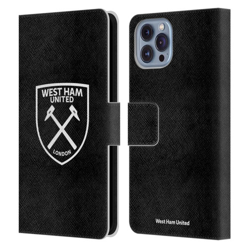 West Ham United FC Crest White Logo Leather Book Wallet Case Cover For Apple iPhone 14