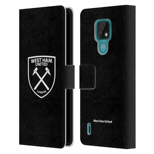 West Ham United FC Crest White Logo Leather Book Wallet Case Cover For Motorola Moto E7