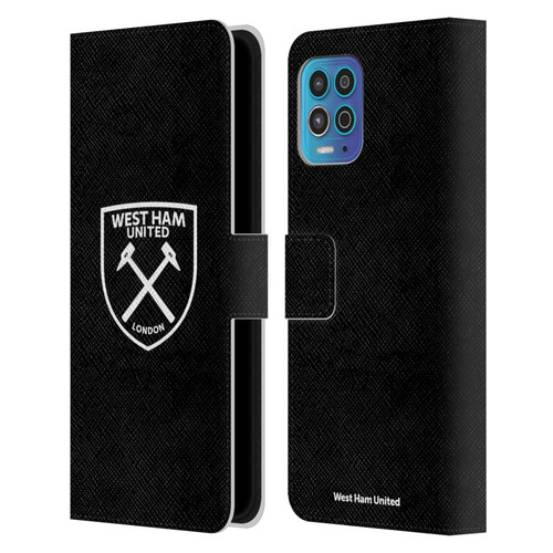 West Ham United FC Crest White Logo Leather Book Wallet Case Cover For Motorola Moto G100