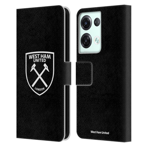 West Ham United FC Crest White Logo Leather Book Wallet Case Cover For OPPO Reno8 Pro