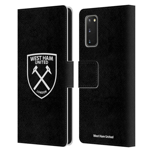 West Ham United FC Crest White Logo Leather Book Wallet Case Cover For Samsung Galaxy S20 / S20 5G