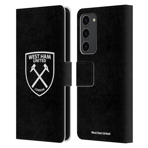 West Ham United FC Crest White Logo Leather Book Wallet Case Cover For Samsung Galaxy S23+ 5G