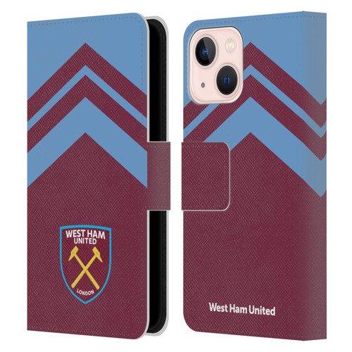 West Ham United FC Crest Graphics Arrowhead Lines Leather Book Wallet Case Cover For Apple iPhone 13 Mini