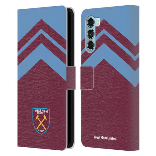 West Ham United FC Crest Graphics Arrowhead Lines Leather Book Wallet Case Cover For Motorola Edge S30 / Moto G200 5G