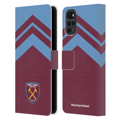West Ham United FC Crest Graphics Arrowhead Lines Leather Book Wallet Case Cover For Motorola Moto G22