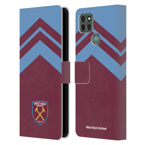 West Ham United FC Crest Graphics Arrowhead Lines Leather Book Wallet Case Cover For Motorola Moto G9 Power