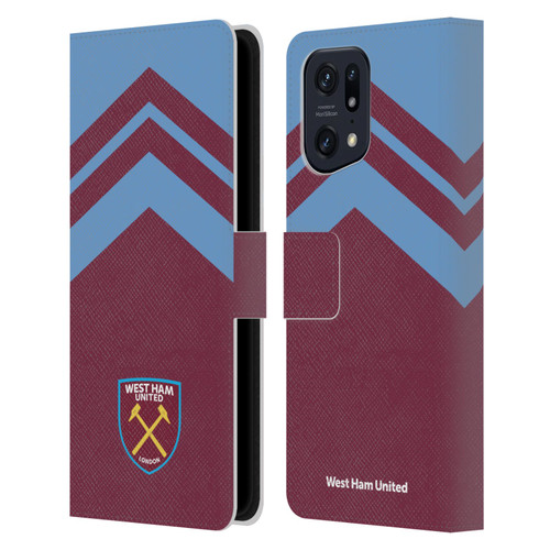 West Ham United FC Crest Graphics Arrowhead Lines Leather Book Wallet Case Cover For OPPO Find X5