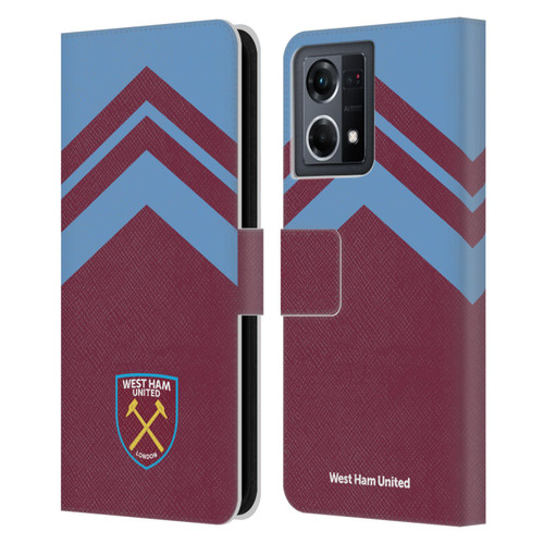 West Ham United FC Crest Graphics Arrowhead Lines Leather Book Wallet Case Cover For OPPO Reno8 4G