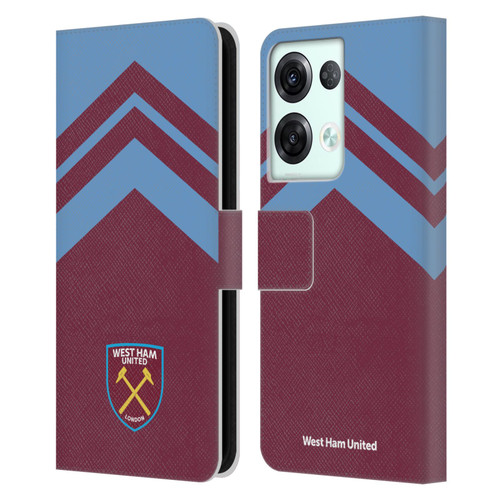West Ham United FC Crest Graphics Arrowhead Lines Leather Book Wallet Case Cover For OPPO Reno8 Pro