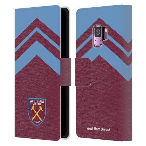 West Ham United FC Crest Graphics Arrowhead Lines Leather Book Wallet Case Cover For Samsung Galaxy S9