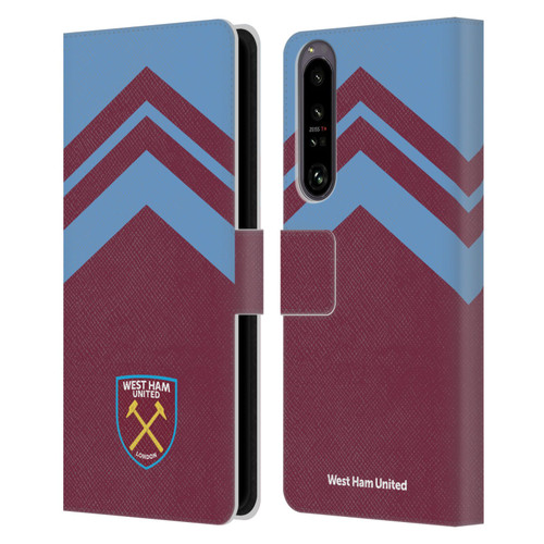 West Ham United FC Crest Graphics Arrowhead Lines Leather Book Wallet Case Cover For Sony Xperia 1 IV