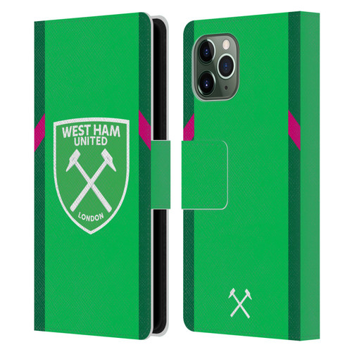 West Ham United FC 2023/24 Crest Kit Home Goalkeeper Leather Book Wallet Case Cover For Apple iPhone 11 Pro