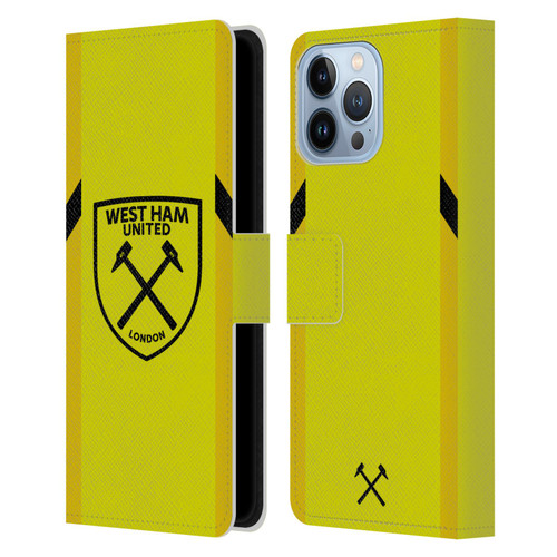 West Ham United FC 2023/24 Crest Kit Away Goalkeeper Leather Book Wallet Case Cover For Apple iPhone 13 Pro Max