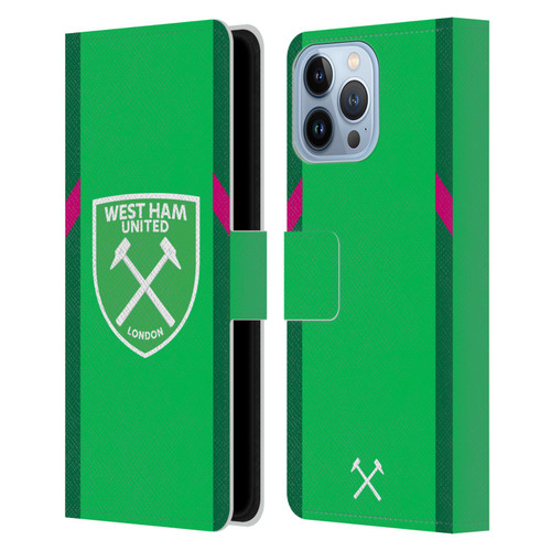 West Ham United FC 2023/24 Crest Kit Home Goalkeeper Leather Book Wallet Case Cover For Apple iPhone 13 Pro Max