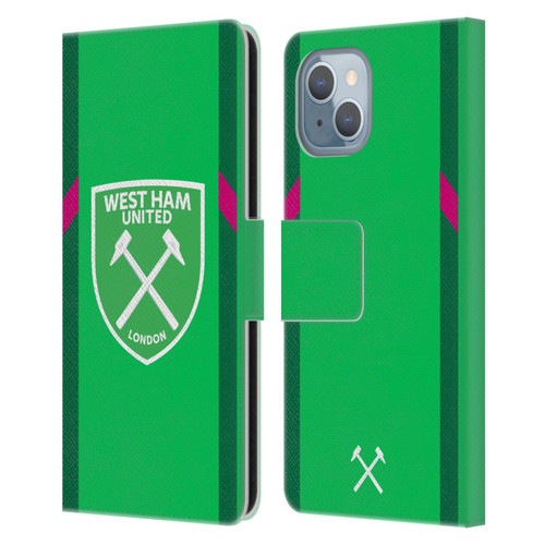 West Ham United FC 2023/24 Crest Kit Home Goalkeeper Leather Book Wallet Case Cover For Apple iPhone 14
