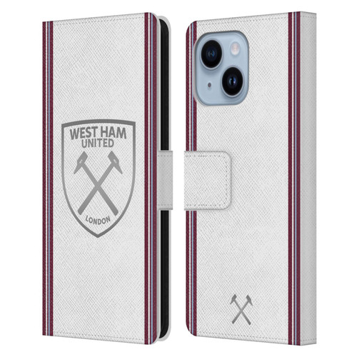 West Ham United FC 2023/24 Crest Kit Away Leather Book Wallet Case Cover For Apple iPhone 14 Plus