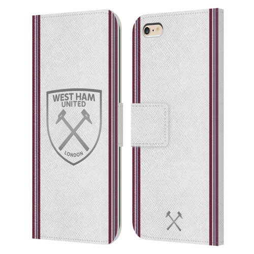 West Ham United FC 2023/24 Crest Kit Away Leather Book Wallet Case Cover For Apple iPhone 6 Plus / iPhone 6s Plus
