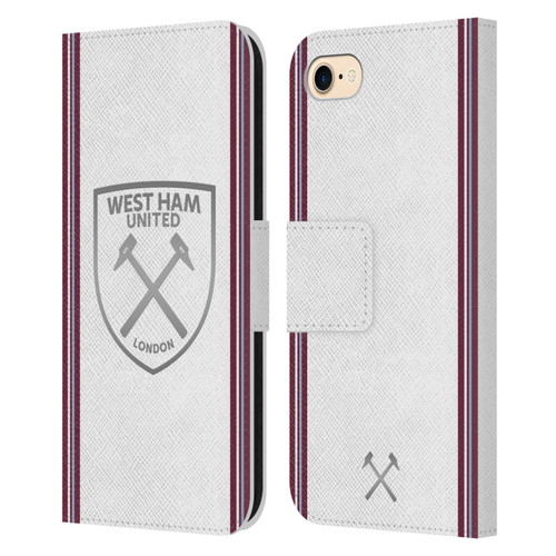 West Ham United FC 2023/24 Crest Kit Away Leather Book Wallet Case Cover For Apple iPhone 7 / 8 / SE 2020 & 2022