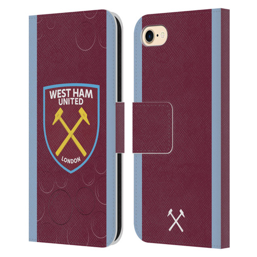 West Ham United FC 2023/24 Crest Kit Home Leather Book Wallet Case Cover For Apple iPhone 7 / 8 / SE 2020 & 2022