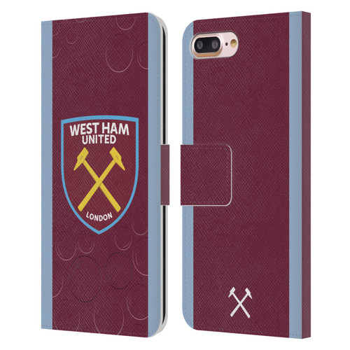 West Ham United FC 2023/24 Crest Kit Home Leather Book Wallet Case Cover For Apple iPhone 7 Plus / iPhone 8 Plus