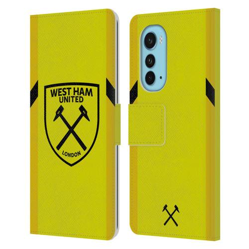 West Ham United FC 2023/24 Crest Kit Away Goalkeeper Leather Book Wallet Case Cover For Motorola Edge (2022)