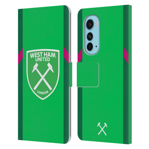 West Ham United FC 2023/24 Crest Kit Home Goalkeeper Leather Book Wallet Case Cover For Motorola Edge (2022)