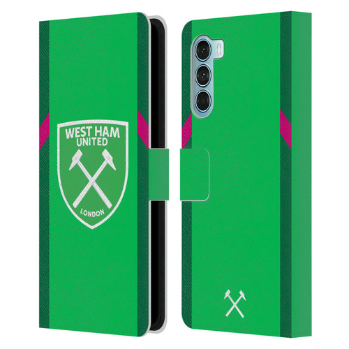 West Ham United FC 2023/24 Crest Kit Home Goalkeeper Leather Book Wallet Case Cover For Motorola Edge S30 / Moto G200 5G