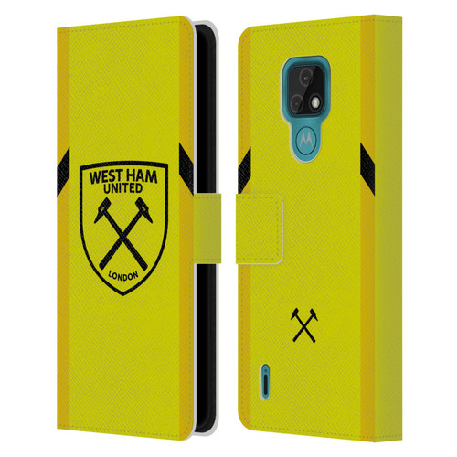 West Ham United FC 2023/24 Crest Kit Away Goalkeeper Leather Book Wallet Case Cover For Motorola Moto E7