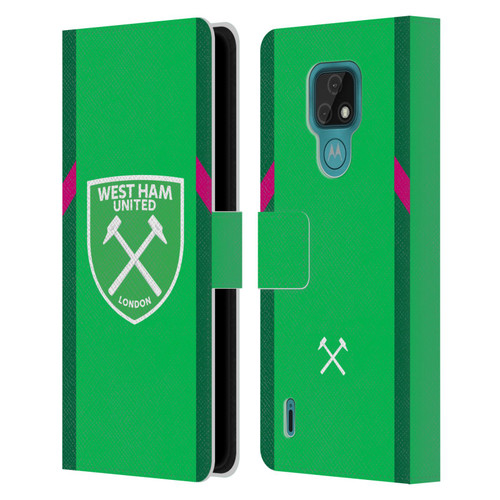 West Ham United FC 2023/24 Crest Kit Home Goalkeeper Leather Book Wallet Case Cover For Motorola Moto E7