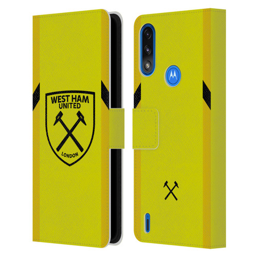 West Ham United FC 2023/24 Crest Kit Away Goalkeeper Leather Book Wallet Case Cover For Motorola Moto E7 Power / Moto E7i Power